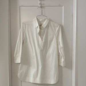 CHICO’s White Half Button-Up Tunic Shirt